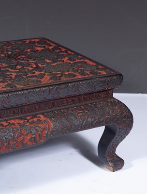 Lot 75 - A Chinese Cinnabar and Black Lacquer Low Table