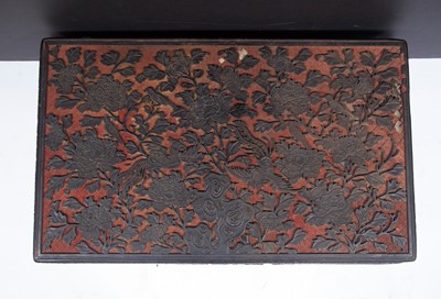 Lot 75 - A Chinese Cinnabar and Black Lacquer Low Table