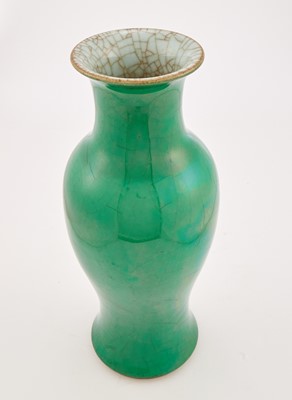 Lot 357 - A Chinese Apple Green Glazed Baluster Vase