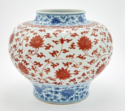 Lot 195 - A Chinese Blue and Red Porcelain Jar