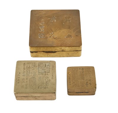 Lot 103 - Three Chinese Paktong Inkboxes