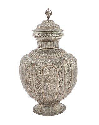 Lot 549 - A Nepalese Silver Vase and Cover