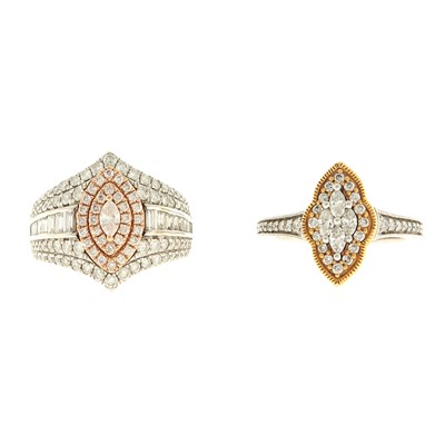 Lot 2180 - Two Two-Color Gold and Diamond Rings