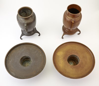 Lot 109 - Two Japanese Bronze Ikebana Vessels