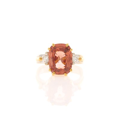 Lot 2048 - Two-Color Gold, Topaz and Diamond Ring