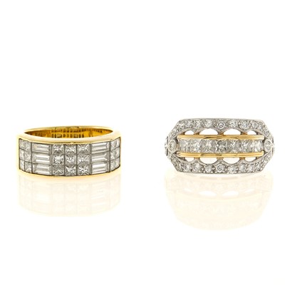 Lot 2168 - Two Platinum, Two-Color Gold and Diamond Rings