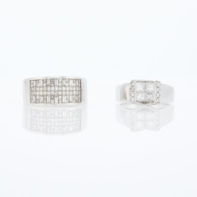Lot 2209 - Platinum and Diamond Ring and White Gold and Diamond Ring