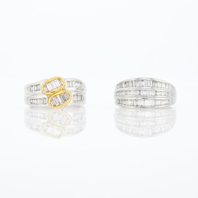 Lot 2111 - Two Platinum, Gold and Diamond Rings