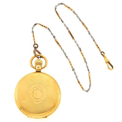 Lot 1184 - Waltham Gold Hunting Case Pocket Watch with Gold and Platinum Fob Chain