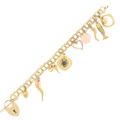 Lot 1077 - Gold Charm Bracelet