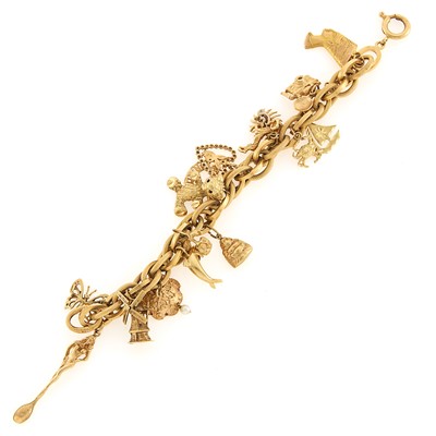 Lot 1019 - Gold Charm Bracelet