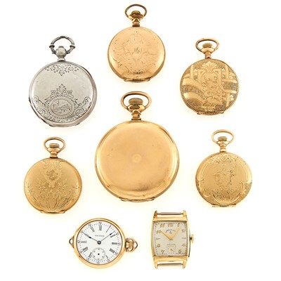 Lot 1180 - Group of Gold-Filled and Silver Pocket Watches