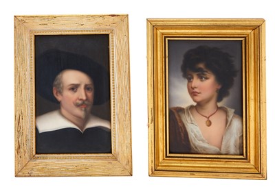 Lot 245 - Two Continental Painted Porcelain Portrait Plaques