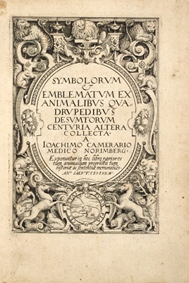 Lot 4 - CAMERARIUS, JOACHIM
Symbolorum et emblematum animalibus quadrupedibus.