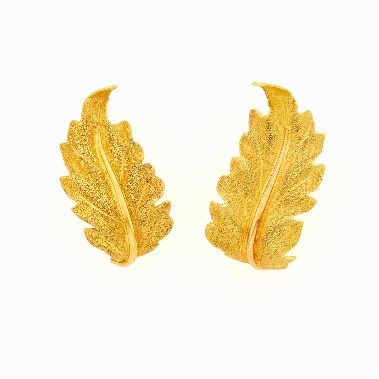 Lot Mario Buccellati Pair of Gold Leaf Earrings