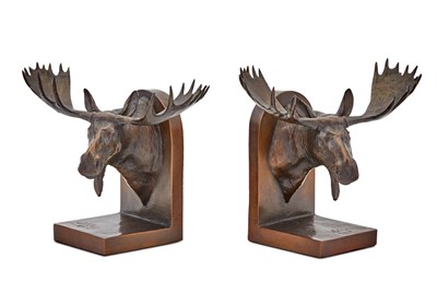 Lot 198 - Pair of Bronze Moose Bookends