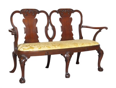 Lot 153 - Queen Anne Style Mahogany Double-Back Settee