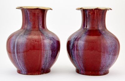 Lot 340 - A Pair of Chinese Flambe Glazed Vases