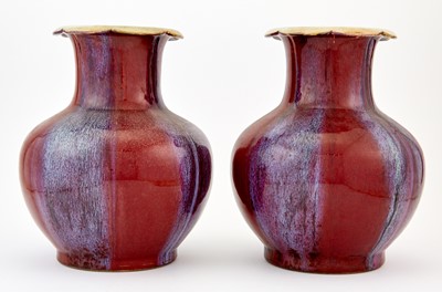 Lot 340 - A Pair of Chinese Flambe Glazed Vases