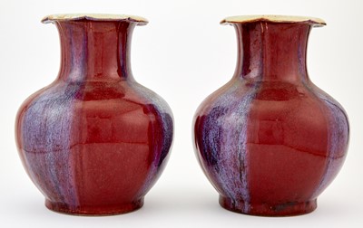 Lot 340 - A Pair of Chinese Flambe Glazed Vases