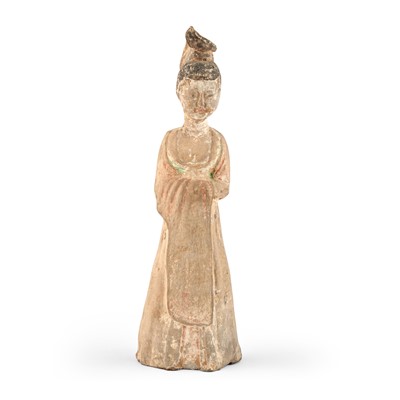 Lot 142 - A Chinese Painted Pottery Figure of a Female Attendant