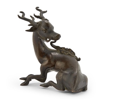 Lot 105 - A Chinese Bronze Reclining Deer