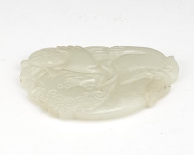 Lot 39 - A Chinese White Jade Carved Plaque