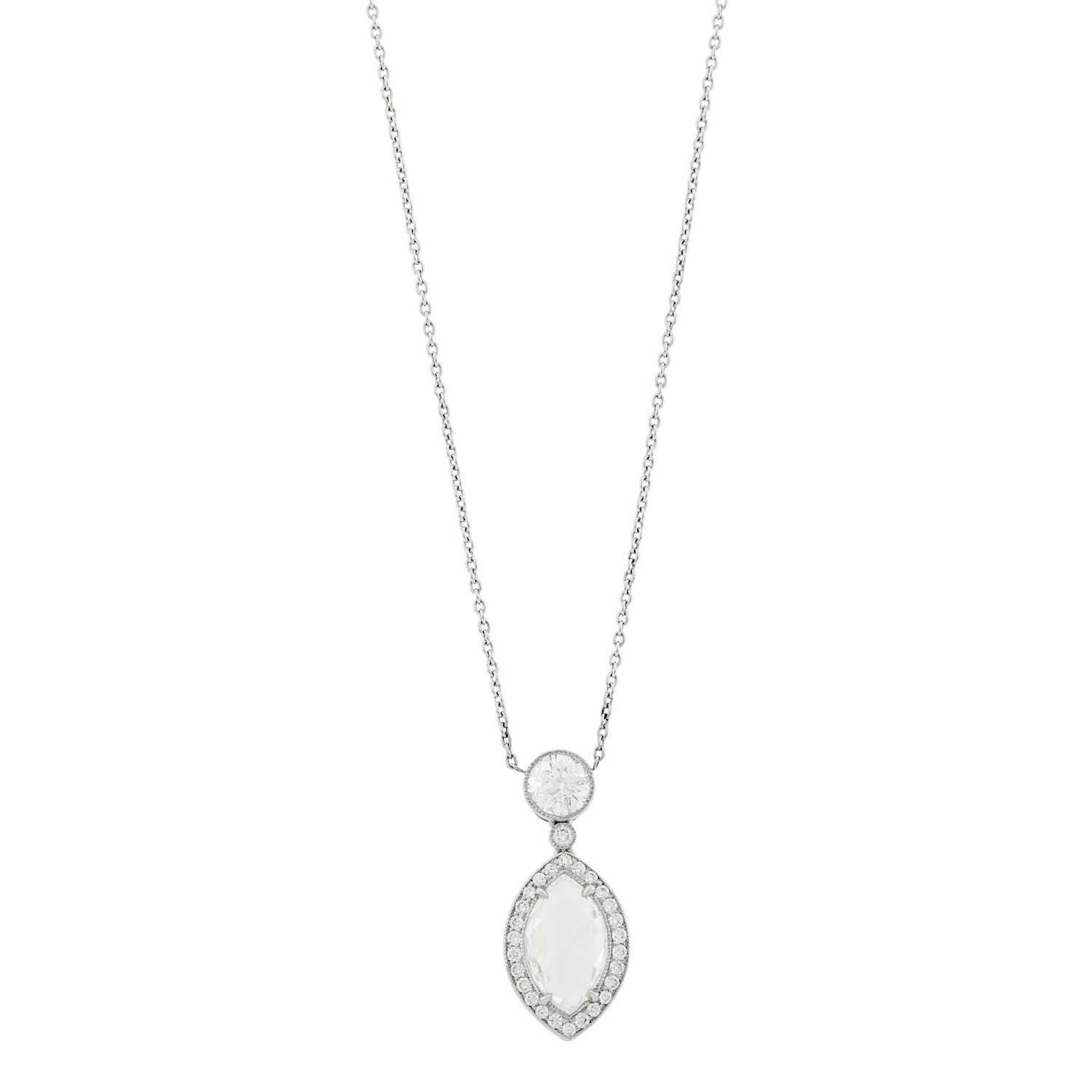 Lot 86 - Platinum and Diamond Pendant-Necklace