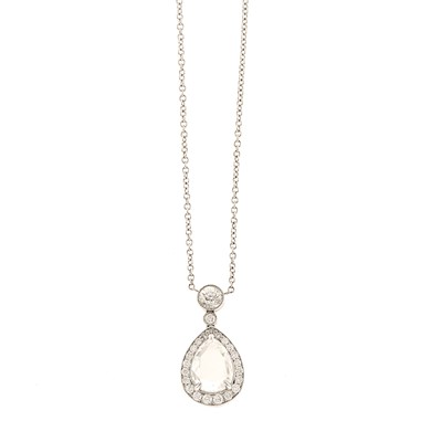 Lot 1109 - Platinum and Diamond Pendant-Necklace