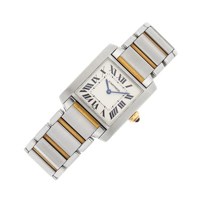 Lot 49 - Cartier Stainless Steel and Gold 'Tank Francaise' Wristwatch, Ref. 2301