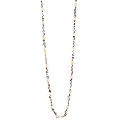 Lot 1106 - Long Platinum and Seed Pearl Chain Necklace