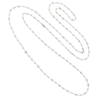 Lot 74 - Long Platinum and Diamond Chain Necklace