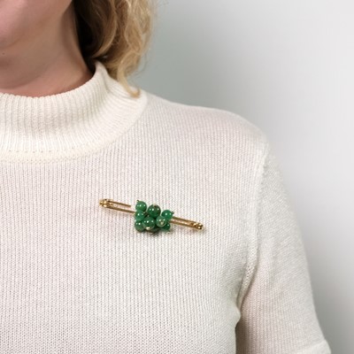 Lot 25 - Cartier Paris Gold and Jade Bead Safety Pin Brooch, France