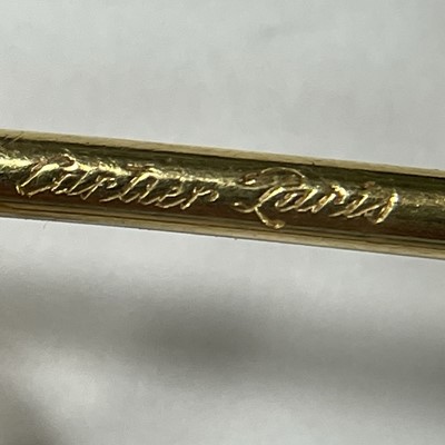 Lot 25 - Cartier Paris Gold and Jade Bead Safety Pin Brooch, France