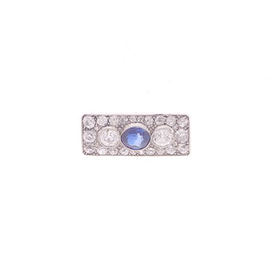 Lot 1096 - Platinum, Sapphire and Diamond Pin