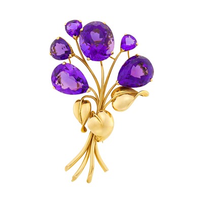 Lot 30 - Gold and Amethyst Bouquet Clip