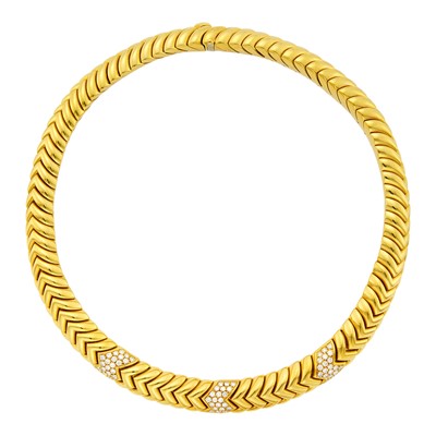 Lot 5 - Bulgari Gold and Diamond 'Spiga' Necklace