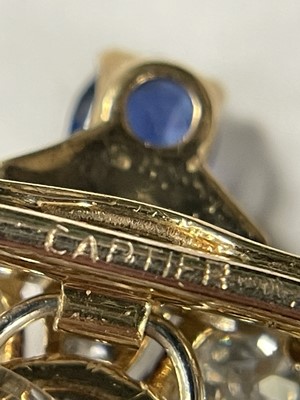 Lot 96 - Cartier Pair of Gold, Platinum, Diamond and Sapphire Clips