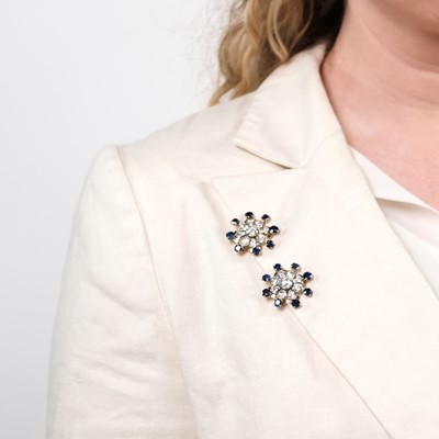 Lot 96 - Cartier Pair of Gold, Platinum, Diamond and Sapphire Clips