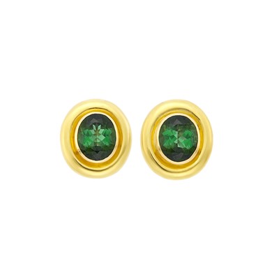 Lot 46 - Pair of Tiffany & Co. Paloma Picasso Pair of Gold and Green Tourmaline Earclips