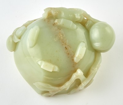 Lot 467 - A Chinese White Jade Peach-Form Censer