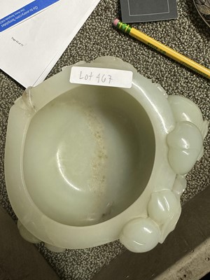 Lot 467 - A Chinese White Jade Peach-Form Censer
