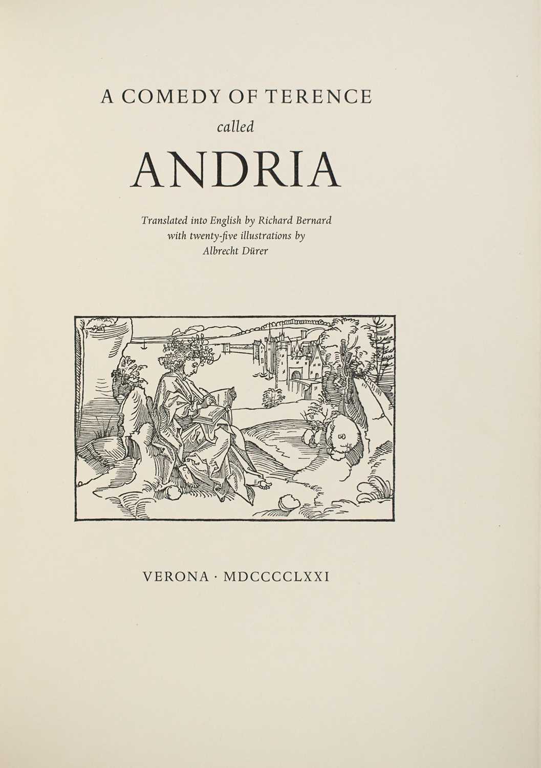 Lot 201 - [OFFICINA BODONI]
TERENCE. Andria: A Comedy by Terence.