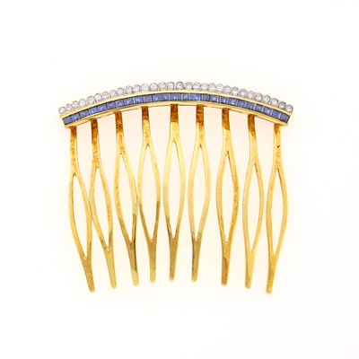 Lot 1172 - Gold, Sapphire and Diamond Hair Comb