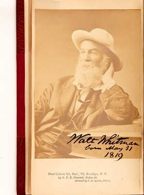 Lot Whitman's Two Rivulets, with the signed photograph and additional inscription