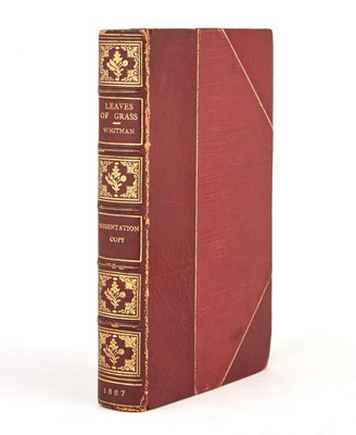 Lot 232 - Leaves of Grass, inscribed by Whitman to the engraver of a well-known portrait