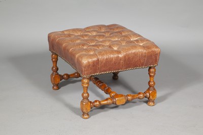Lot 81 - Baroque Style Leather Upholstered Oak Stool