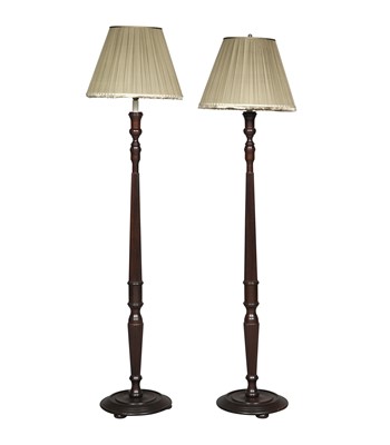 Lot 98 - Pair of Mahogany Stained Floor Lamps