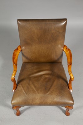 Lot 84 - George II Style Upholstered Walnut Shepherd's Crook Armchair