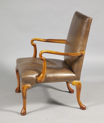 Lot 84 - George II Style Upholstered Walnut Shepherd's Crook Armchair